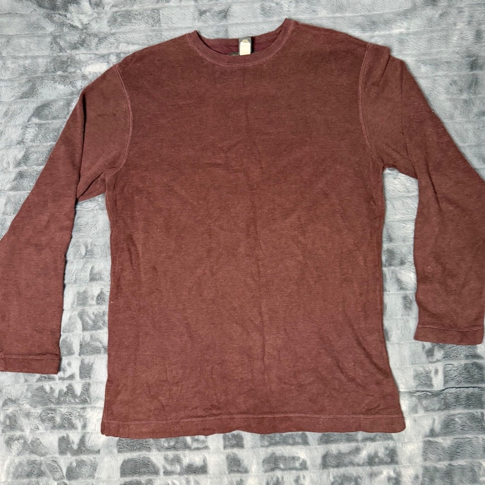 Banana Republic Mens Burgundy Waffle Knit Thermal Long Sleeve Shirt Maroon L